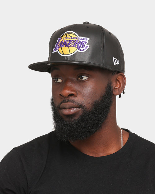 New Era Los Angeles Lakers 'PU Leather' 59FIFTY Fitted Black Leather