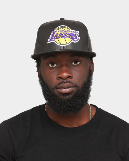 New Era Los Angeles Lakers 'PU Leather' 59FIFTY Fitted Black Leather