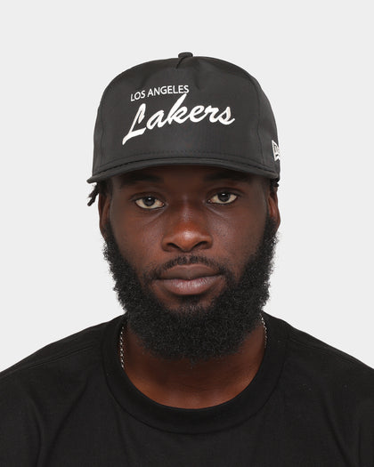 New Era Los Angeles Lakers 'Black Chrome Script' Prolight Old Golfer Snapback Black