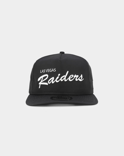 New Era Las Vegas Raiders 'Black Chrome Script' Prolight Old Golfer Snapback Black