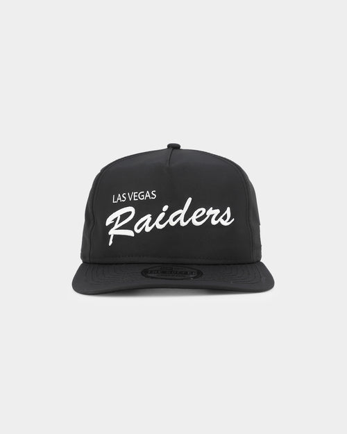 New Era Las Vegas Raiders 'Black Chrome Script' Prolight Old Golfer Snapback Black