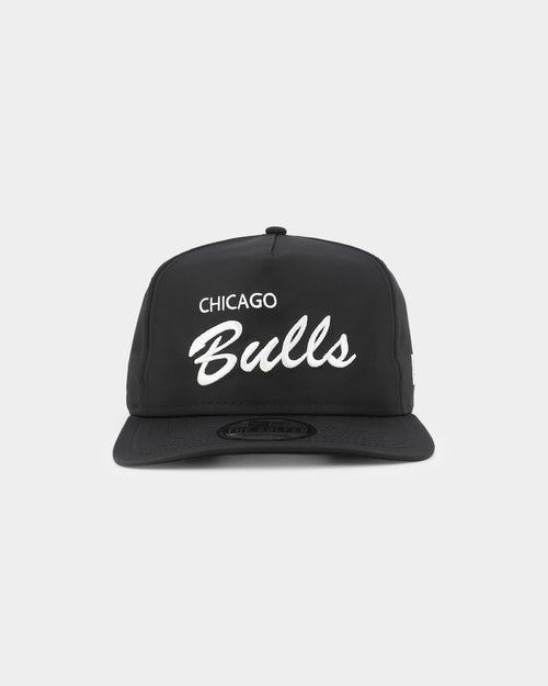 New Era Chicago Bulls 'Black Chrome Script' Prolight Old Golfer Snapback Black