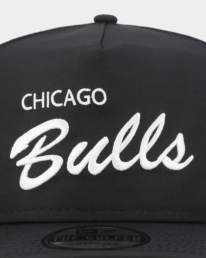 New Era Chicago Bulls 'Black Chrome Script' Prolight Old Golfer Snapback Black