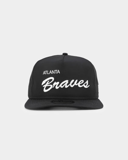 New Era Atlanta Braves 'Black Chrome Script' Prolight Old Golfer Snapback Black