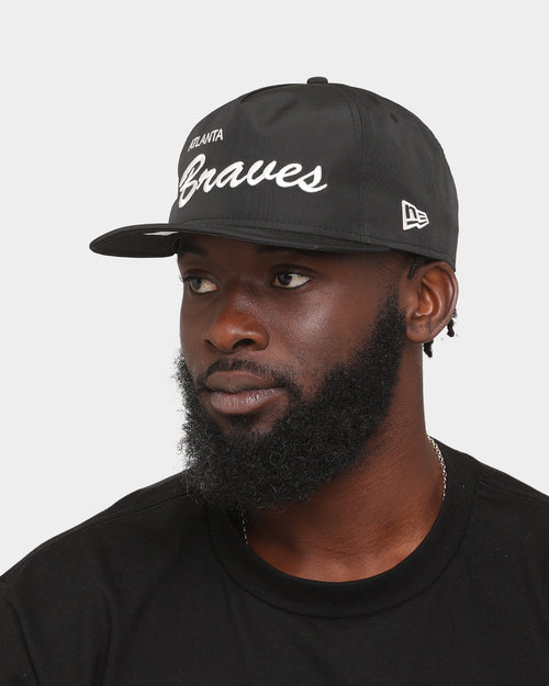 New Era Atlanta Braves 'Black Chrome Script' Prolight Old Golfer Snapback Black