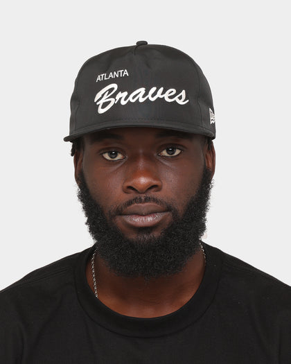 New Era Atlanta Braves 'Black Chrome Script' Prolight Old Golfer Snapback Black