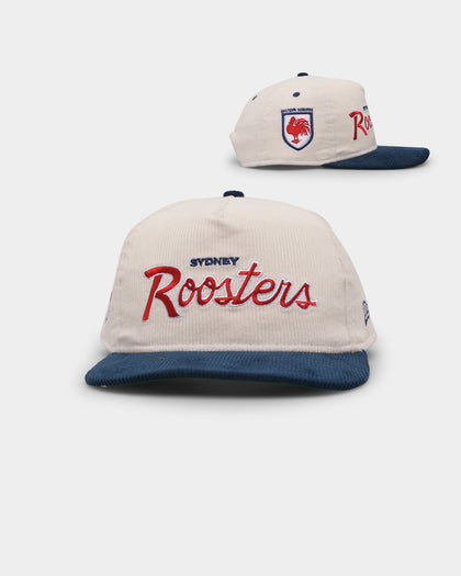 New Era Sydney Roosters 'NRL Retro Script Corduroy' Golfer Snapback Chrome White