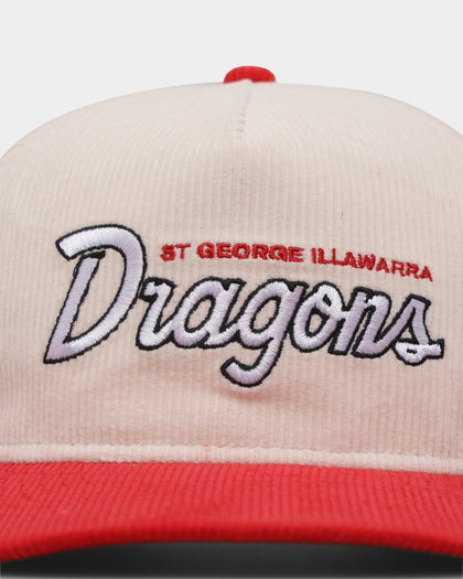 New Era St George Illawara Dragons 'NRL Retro Script Corduroy' Golfer Snapback Chrome White