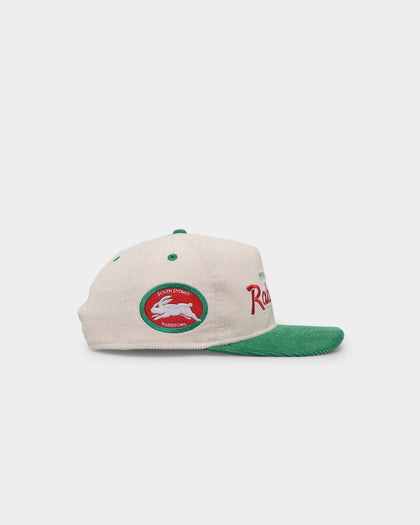 New Era South Sydney Rabbitohs 'NRL Retro Script Corduroy' Golfer Snapback Chrome White
