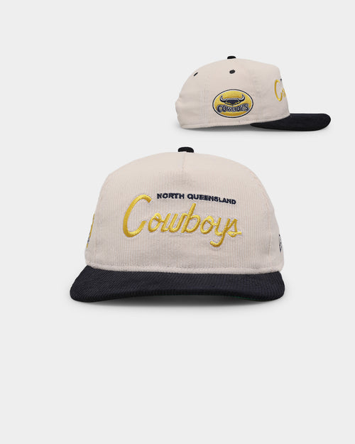 New Era North Queensland Cowboys 'NRL Retro Script Corduroy' Golfer Snapback Chrome White