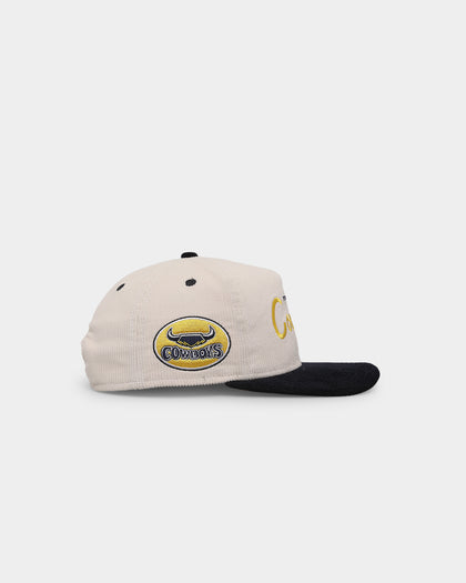 New Era North Queensland Cowboys 'NRL Retro Script Corduroy' Golfer Snapback Chrome White