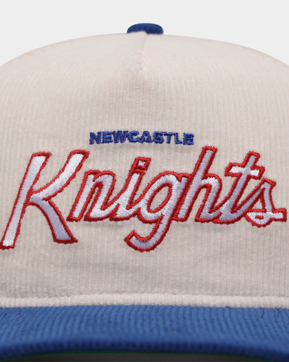 New Era Newcastle Knights 'NRL Retro Script Corduroy' Golfer Snapback Chrome White