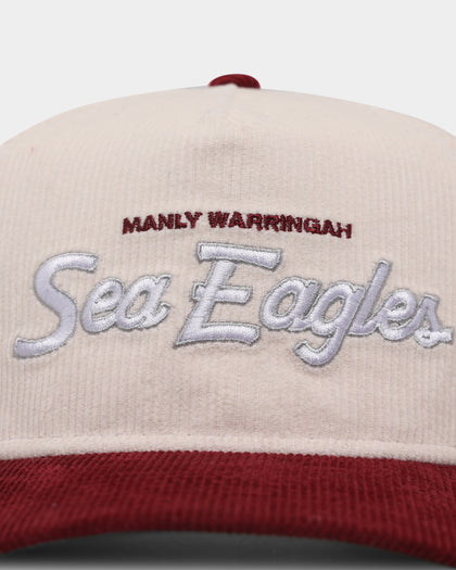 New Era Manly Sea Eagles 'NRL Retro Script Corduroy' Golfer Snapback Chrome White
