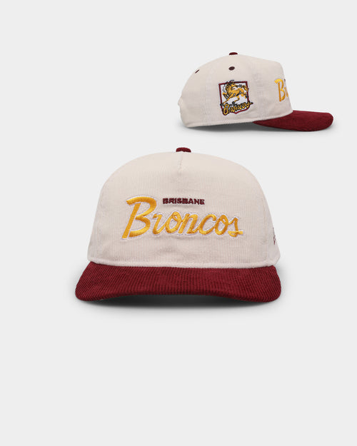 New Era Brisbane Broncos 'NRL Retro Script Corduroy' Golfer Snapback Chrome White
