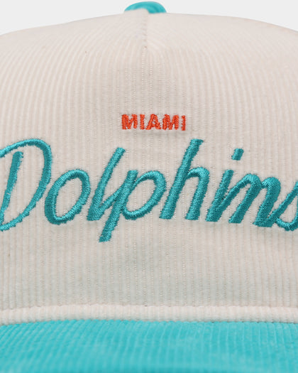 New Era Miami Dolphins 'Chrome Corduroy Throwback Script' Golfer Snapback Chrome White