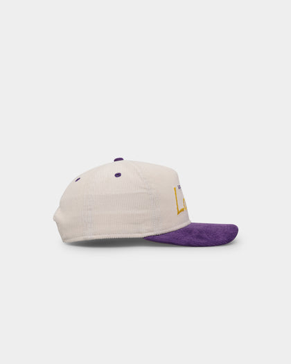 New Era Los Angeles Lakers 'Chrome Corduroy Throwback Script' Golfer Snapback Chrome White