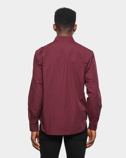Carhartt Preston L/S Shirt Navy/Burgundy