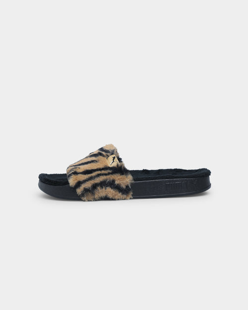 Puma Women's Leadcat YLM Safari Fluff Slides Puma Black-Puma Team Gold
