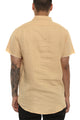 Saint Morta Martyr Linen Short Sleeve Button Up Beige
