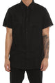 Saint Morta Martyr Linen Short Sleeve Button Up Black
