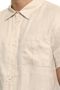 Saint Morta Martyr Linen Short Sleeve Button Up Off White