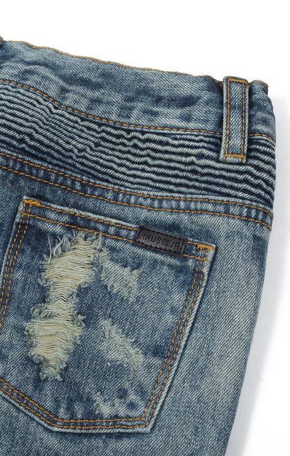 Haus of JR Clayton Distressed Biker Denim Blue