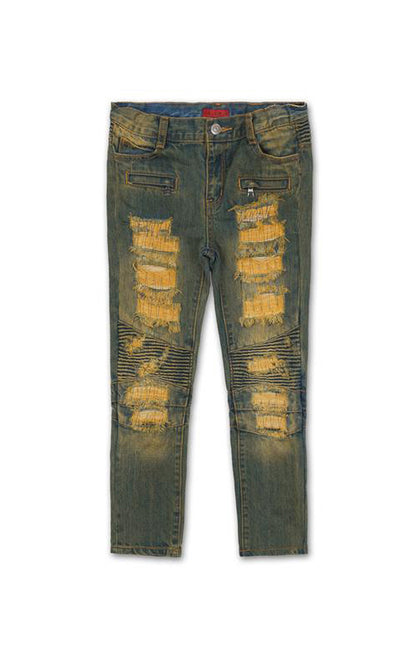 Haus of JR Clayton Distressed Biker Denim Vintage Indigo