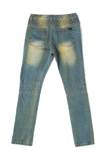 Haus of JR Clayton Distressed Biker Denim Vintage Indigo
