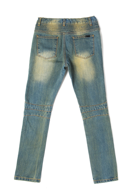 Haus of JR Clayton Distressed Biker Denim Vintage Indigo
