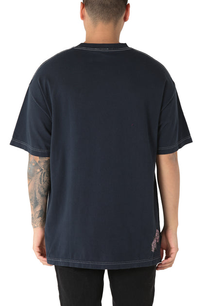 EPTM Embroidery Rose Box Tee Navy