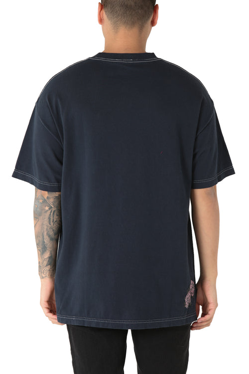 EPTM Embroidery Rose Box Tee Navy