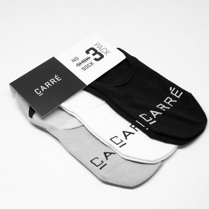 Carré Core No-Show Sock 3 Pack White/Black/Grey