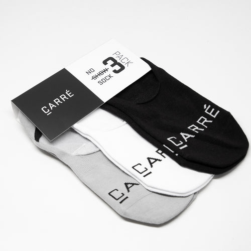 Carré Core No-Show Sock 3 Pack White/Black/Grey