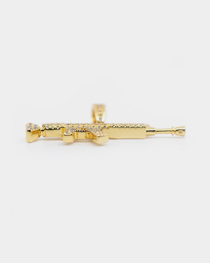 Saint Morta Men's Iced Machine Gun Pendant Iced Gold