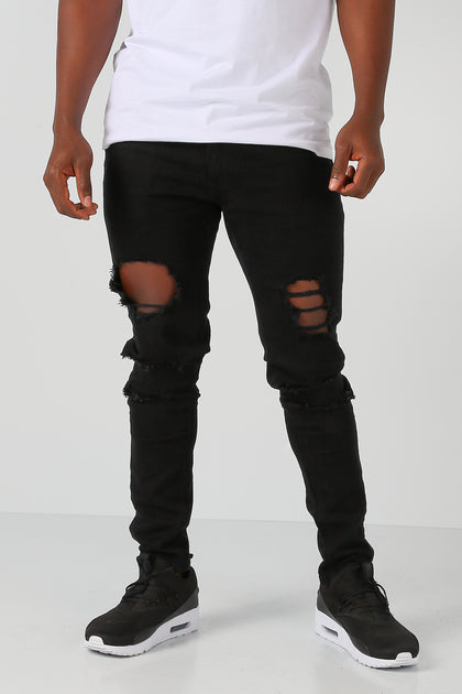 Saint Morta Hybrid Rework Ripped Jean Black