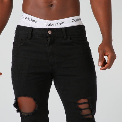 Saint Morta Hybrid Rework Ripped Jean Black