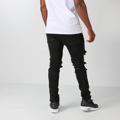 Saint Morta Hybrid Rework Ripped Jean Black