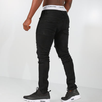 Saint Morta Hybrid Rework Ripped Jean Black