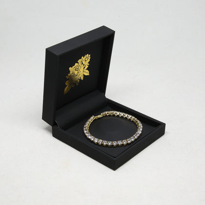 Saint Morta Round Cut 7" Tennis Bracelet Gold Plated