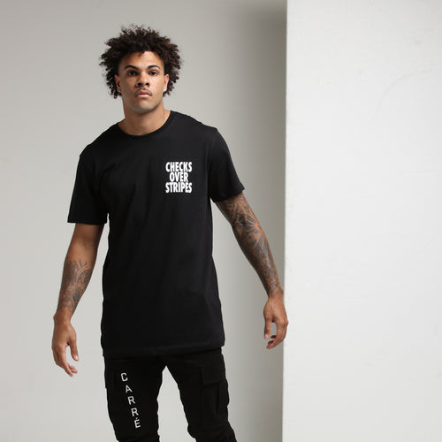 Goat Crew Checks Over Stripes SS Tee Black