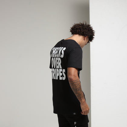 Goat Crew Checks Over Stripes SS Tee Black