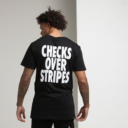 Goat Crew Checks Over Stripes SS Tee Black