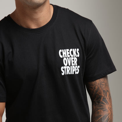 Goat Crew Checks Over Stripes SS Tee Black