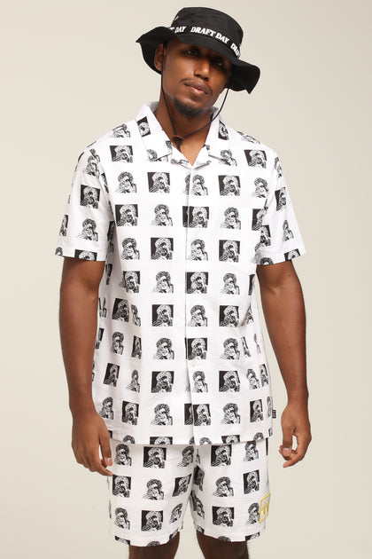 Draft Day FTD SS Button Up Shirt White
