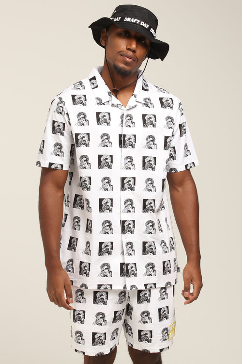 Draft Day FTD SS Button Up Shirt White