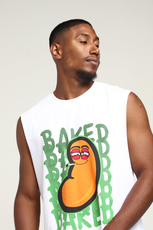 Goat Crew Baked Bean Muscle Tee White