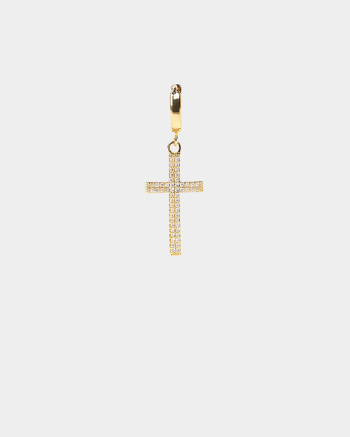 Saint Morta Cross Earring Iced Gold