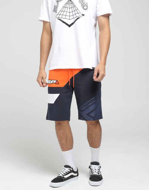 Black Pyramid Diagonal Split Shorts Orange