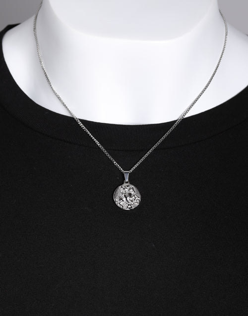 Midnight City St George Pendant & Chain Silver