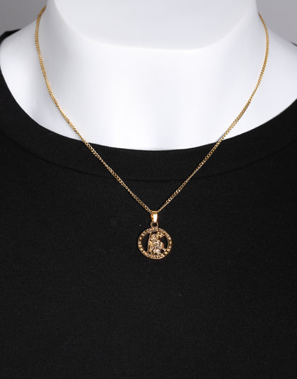 Midnight City St Christopher Pendant & Chain Gold
